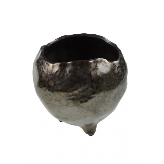 Kaspó fém D14,5cm 3lábú antik bronz