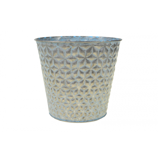 Kaspó fém D18/13*H16.5CM mintás kék