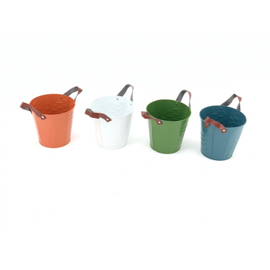Kaspó fém D23XH22CM két füllel narancs