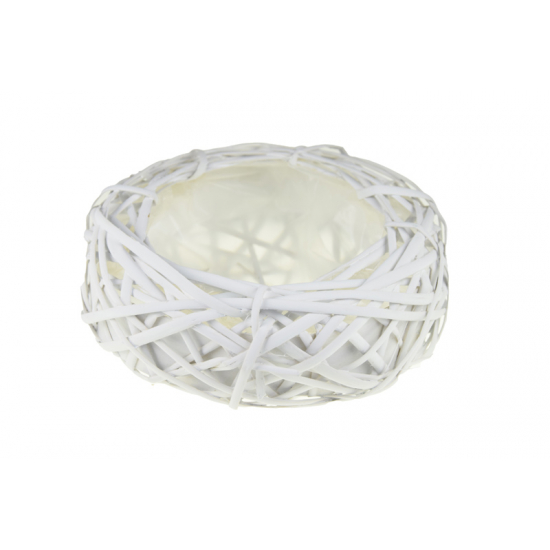 Kaspó fészek vessző D16/25xH8cm fehér