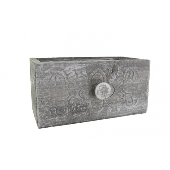 Kaspó fiók fa 18*9*9cm szürke