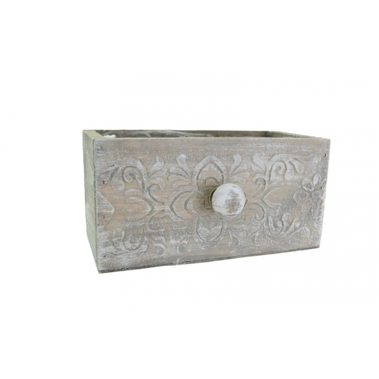 Kaspó fiók fa 18*9*9cm v.szürke