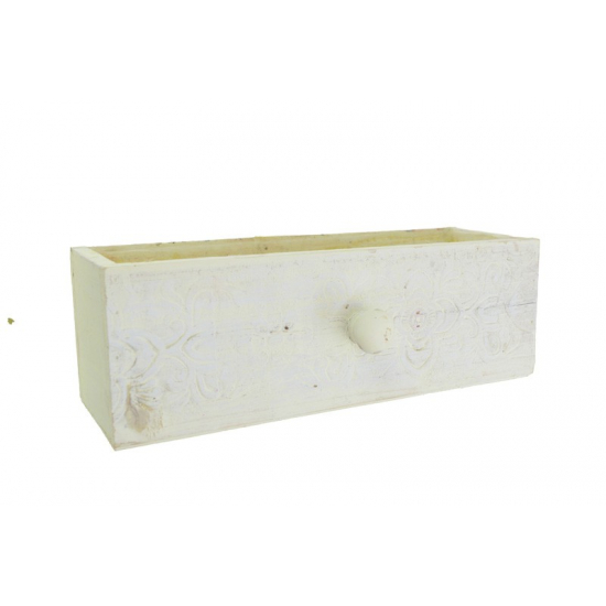 Kaspó fiók fa 27*9*9cm krém