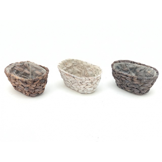 Kaspó fonott ovális 20X13XH9.5CM szürke