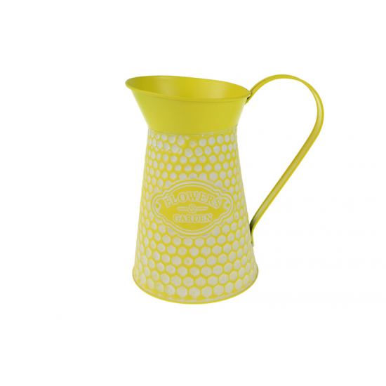 Kaspó fém kancsó D14/16*H23CM méhsejtmintás sárga