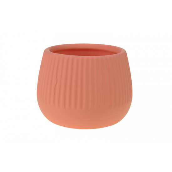 Kaspó kerámia bordázott D8,2 H6,3cm korall