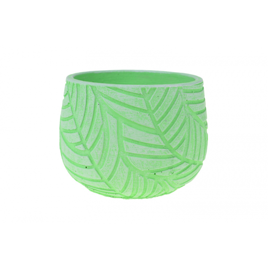 Kaspó kő levélmintás 15.5x15.5x11cm zöld