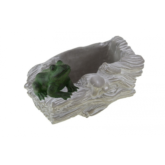 Kaspó kő 18.2*11.6*9.9 cm békával szürke/zöld
