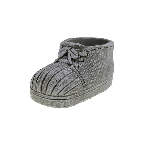 Kaspó kő cipő forma 13,5*8*7cm mosott fehér