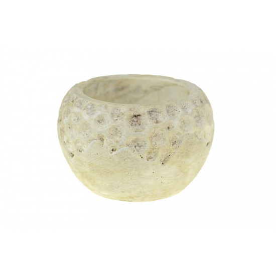 Kaspó kő kerek 10x10x7cm nyomott pöttyös krém