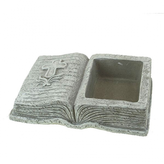 Kaspó kő nyitott könyv 21*14*5cm szüke kereszt mintás