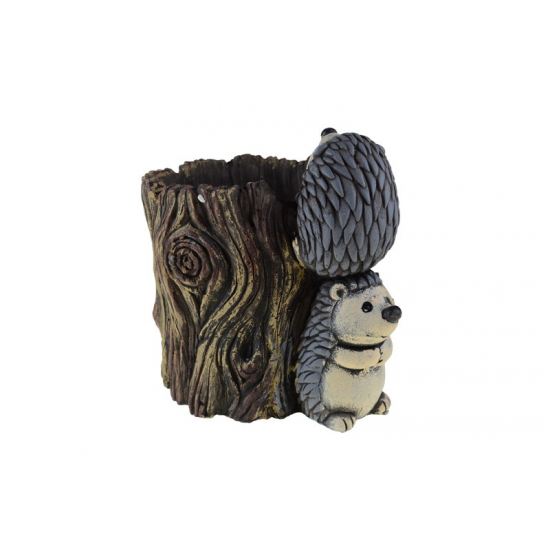Kaspó kő rönk 21.3*15.2*15.3cm barna sünivel