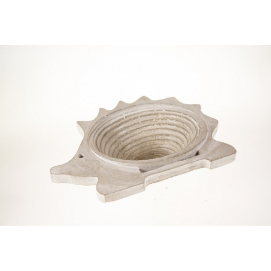 Kaspó kő sün forma 30*24,5*10cm mosott fehér