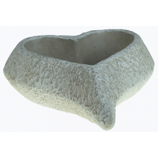 Kaspó kő szív 15.5x19x6cm szürke