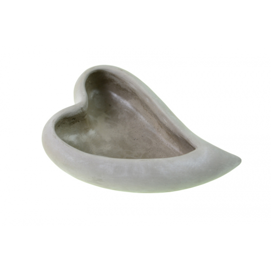 Kaspó kő szív 19.5*13.2*6.2cm szürke