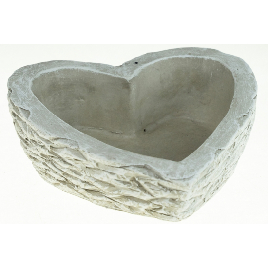 Kaspó kő szív 20x20x7cm szürke