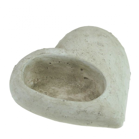 Kaspó szív kő 14*14*5cm fehér