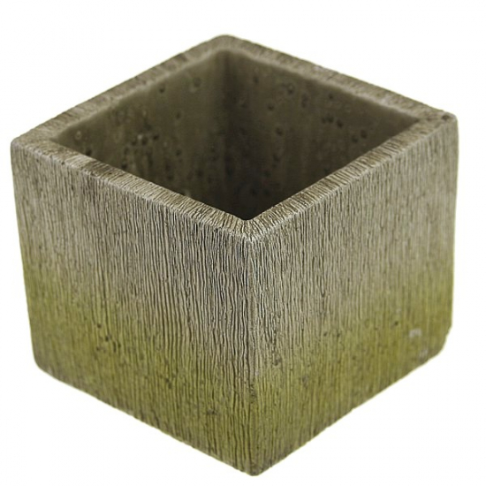 Kaspó kő szögl 11*11*H9,5cm szürke/zöld