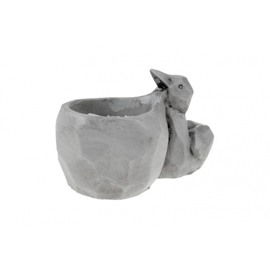 Kaspó kő15x8.5x8.5cm madárral szürke