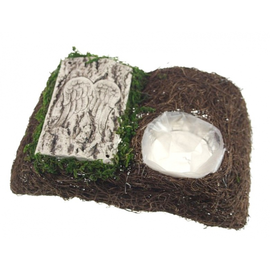 Kaspó moha/kerámia könyv forma 25*16,9cm angyalszárny minta zöld/barna