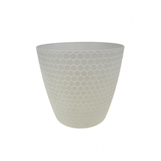 Kaspó műanyag méhsejt mintás 18*18*17cm fehér