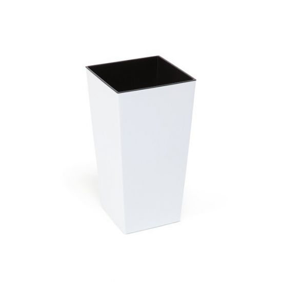 Kaspó műanyag magas 14*14cm Finezja fehér Lamela