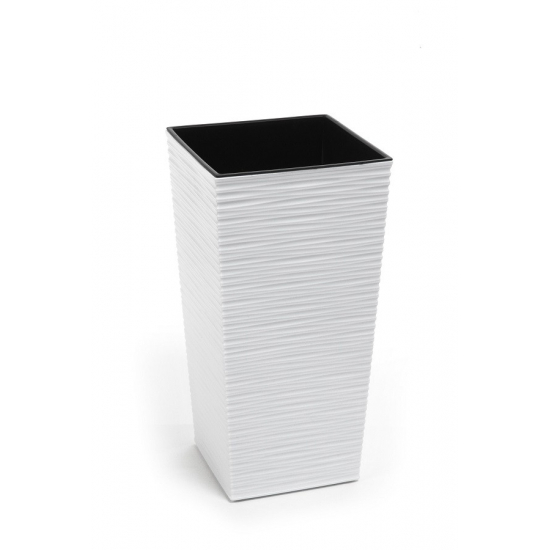 Kaspó műa magas Finezja bordázott 25*25cm M 46cm fehér Lamela