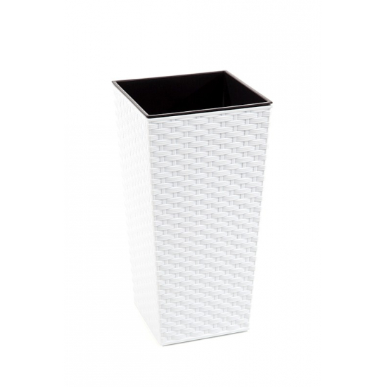 Kaspó műa magas Finezja-rattan 19*19cm M 36 cm fehér Lamela