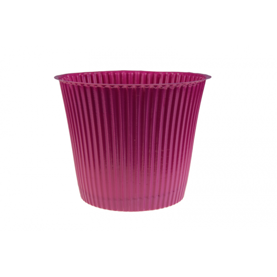 Kaspó műanyag D16 H15 csíkos pink