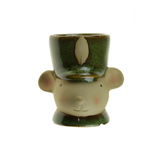 Kaspó porcelán egér 8.5*7*9cm zöld