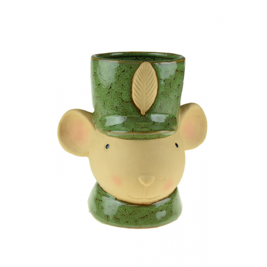 Kaspó porcelán egér 17*13*17.5cm zöld
