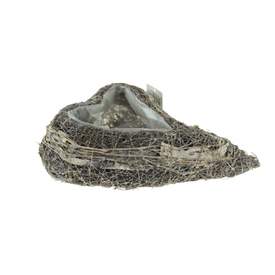 Kaspó rattan szív 19x31x6.5cm mosott fehér