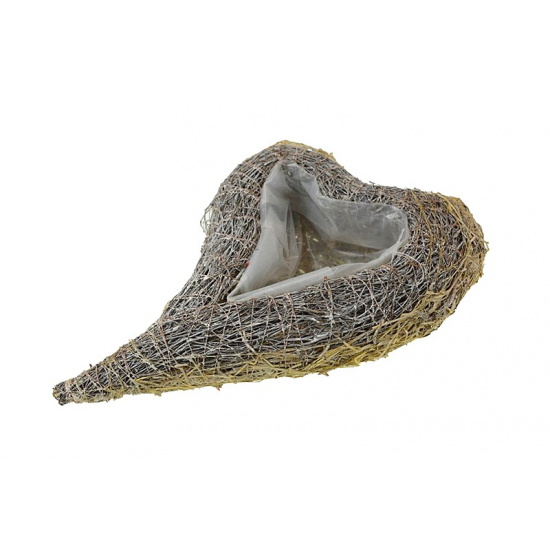 Kaspó rattan szív forma 28*18*7cm natúr/fehér