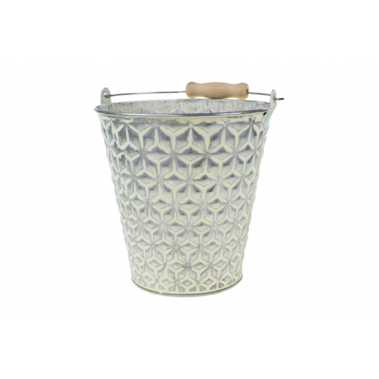 Kaspó vödör fém D15/10*H15/24CM mintás v.szürke