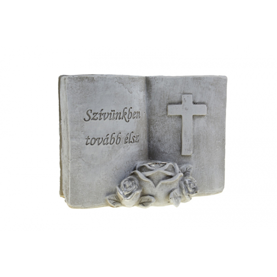 Figura könyv poly solár lámpás 15*8*11 felirattal keresszttel szürke