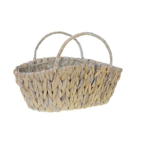 Kosár fonott 27X14X11/18,5cm 2füles natúr