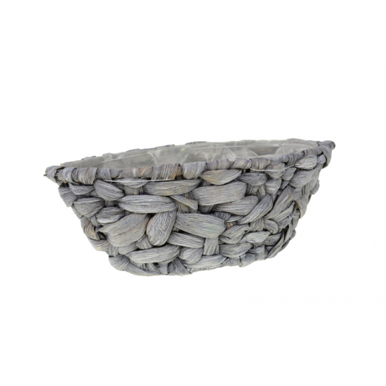 Kosár fonott csepp forma 28x13x10cm szürke