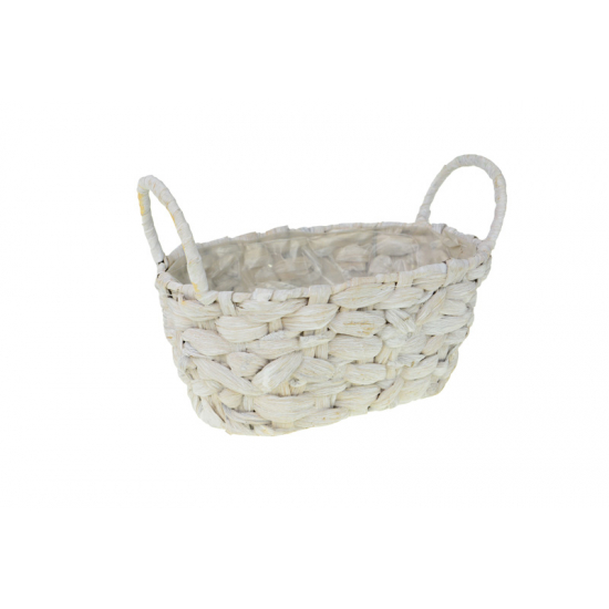 Kosár fonott ovális 26x16x11.5cm 2füles fehér