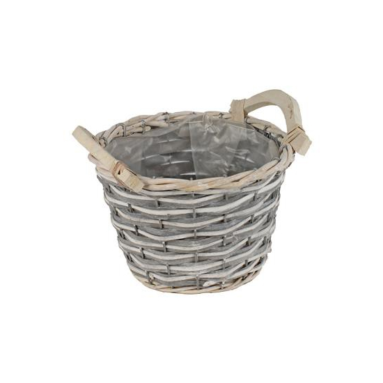 Kosár háncs kerek ?21xH14cm szürke/fehér