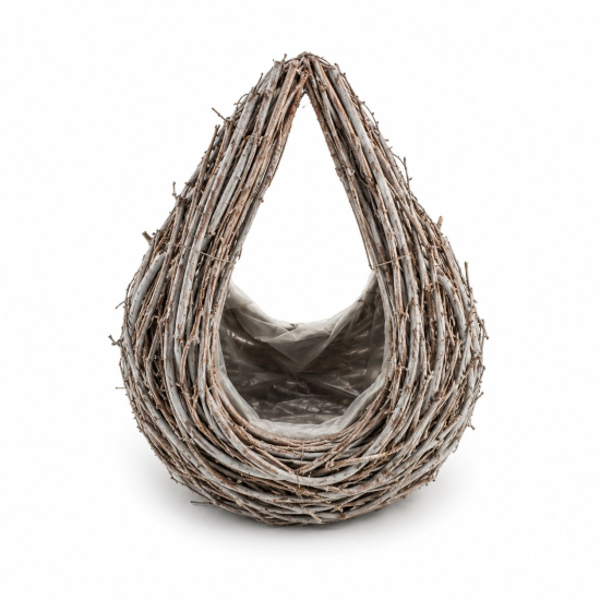 Kosár rattan táska 26x26x10.5cm mosott fehér