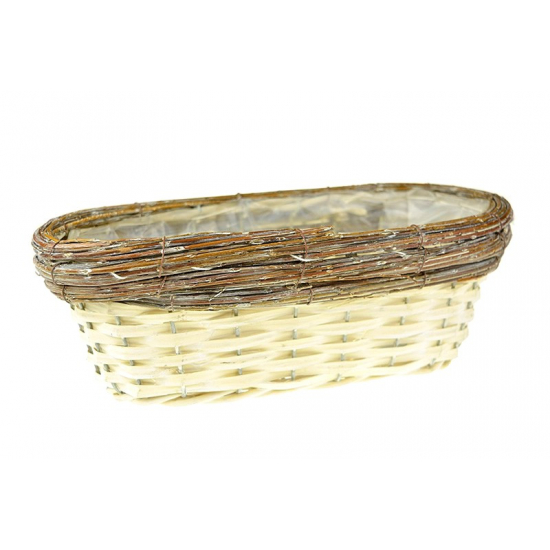 Kosár vessző ovális 31*15*H11cm natúr-fehér