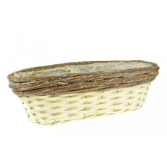Kosár vessző ovális 37*16*H11cm natúr-fehér