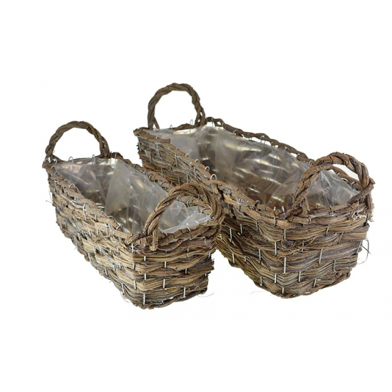 Kosár vessző téglalap s/2 54*20/43*17cm mosott barna