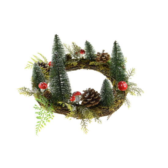 Koszorú karácsonyi fenyőkkel 32*16cm zöld