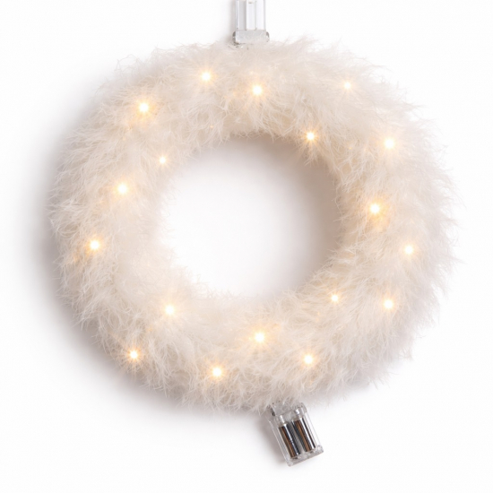 Koszorú plüss D37 LEDes fehér