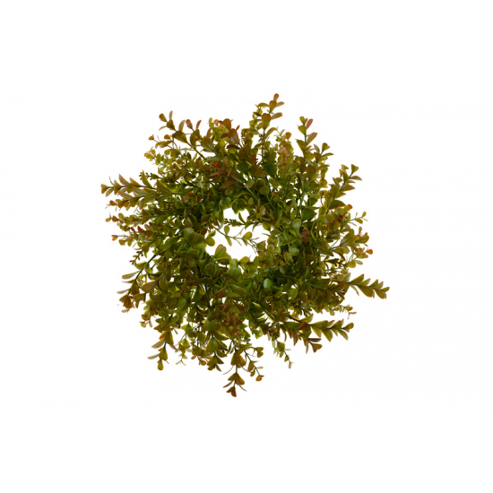 Selyemvirág koszorú buxus 28cm barna