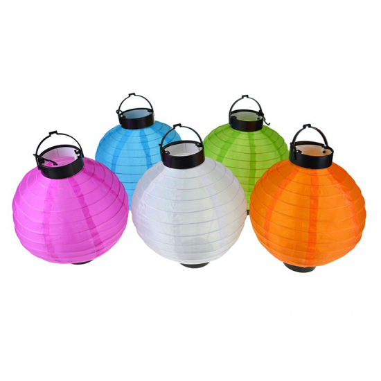 Lampion papír/textil LED 20cm több szín