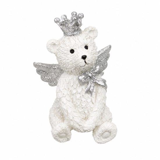 Figura maci poly koronás 5*8cm fehér