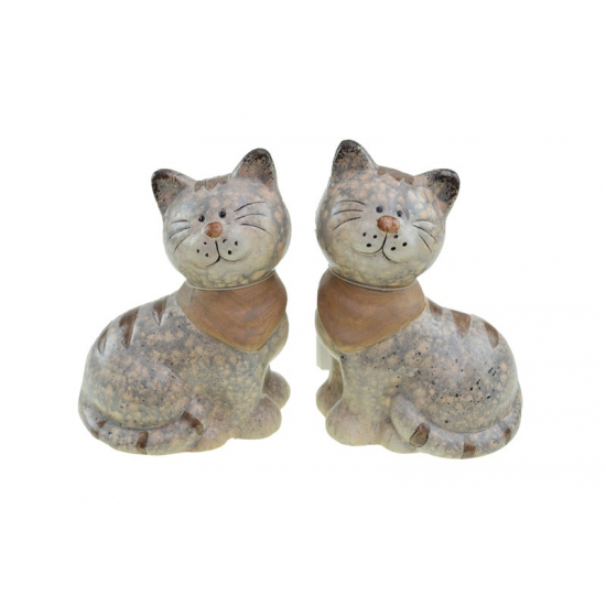 Figura macska kerámia 14cm 2féle szürke