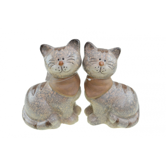 Figura macska kerámia 19cm 2féle szürke